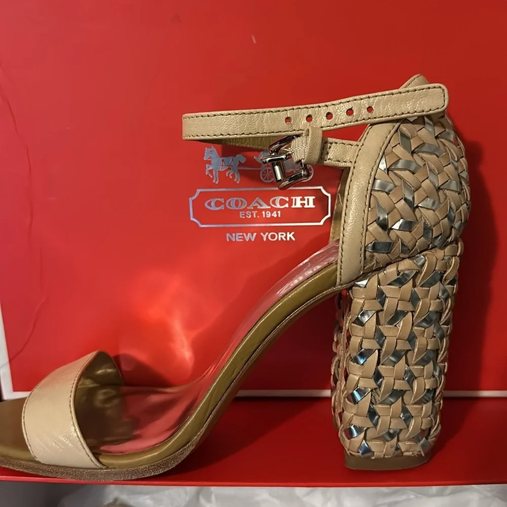 Coach Braided Block Heel Sandals